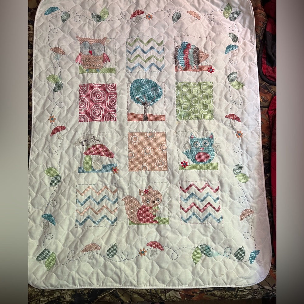 Completed Cross Stitch Baby Quilt